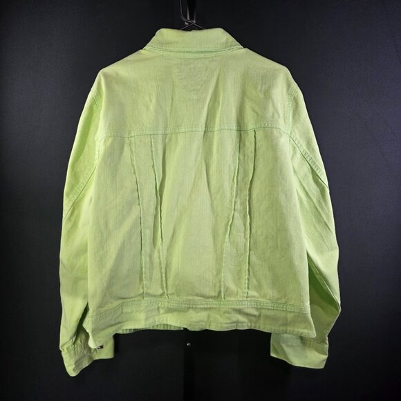 Vintage Tommy Hilfiger Jacket Womens Plus 2X Green Y2K Trucker Jean Jacket Styl - Picture 5 of 8